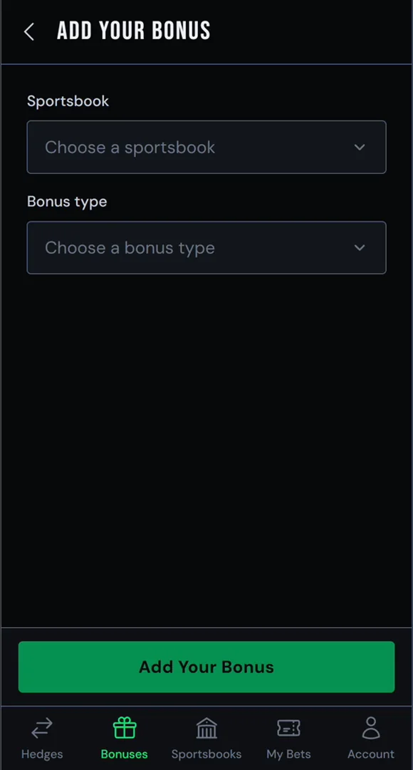 The Add Your Bonus form.