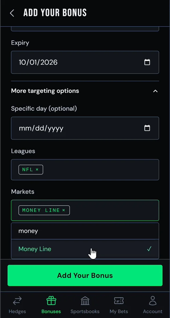 Markets: moneylines only.