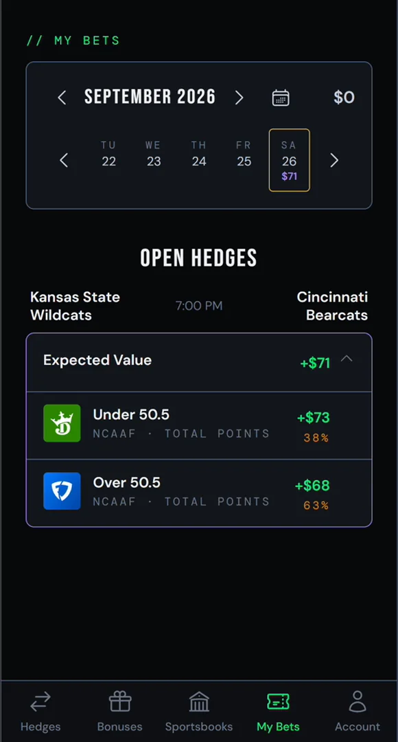 Inside the set: the expected value and the two outcomes, with what each one pays.