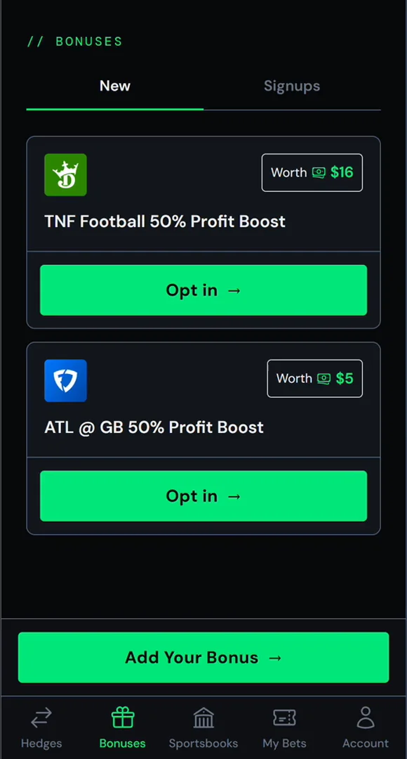 Bonuses > New: FanDuel and DraftKings are both running 50% profit boosts for Thursday Night Football.