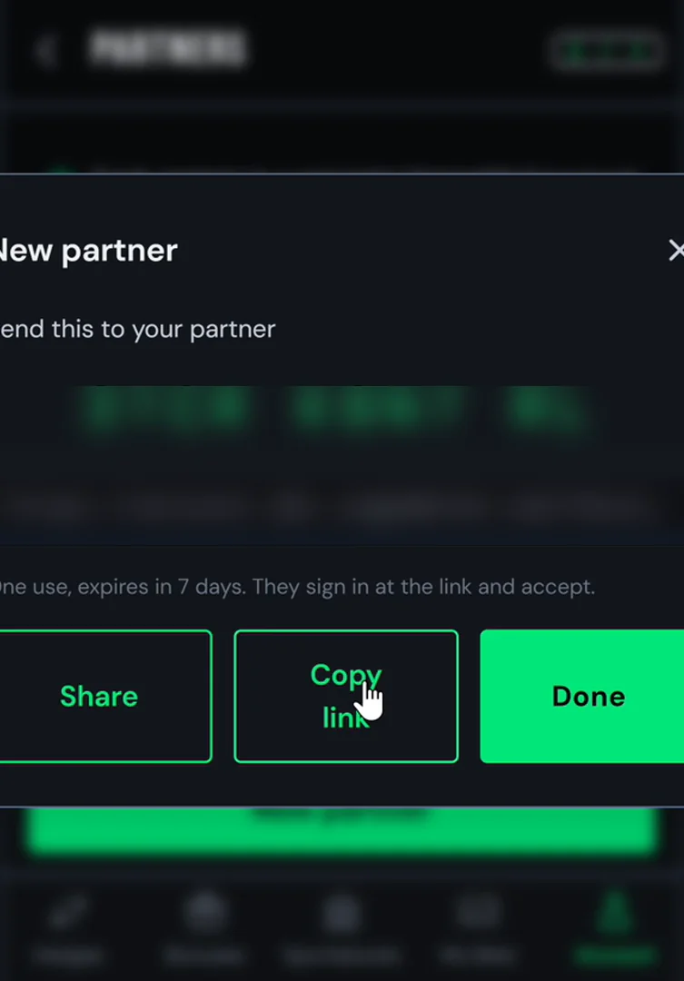 Share the code or the link. It expires in 7 days.